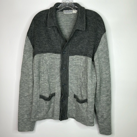 Vintage Munsingwear Grey Button Front Cardigan Sweater Size Large - Picture 1 of 7